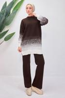 Tesettür giyim KAHVE PANTOLONLU TRİKO TAKIM T 8708