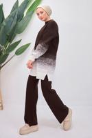 Tesettür giyim KAHVE PANTOLONLU TRİKO TAKIM T 8708