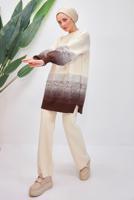 Tesettür giyim TABA PANTOLONLU TRİKO TAKIM T 8708