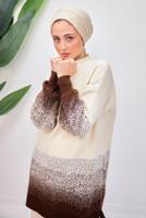 Tesettür giyim TABA PANTOLONLU TRİKO TAKIM T 8708