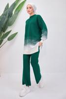 Tesettür giyim YEŞİL PANTOLONLU TRİKO TAKIM T 8708