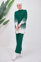 Tesettür giyim YEŞİL PANTOLONLU TRİKO TAKIM T 8708