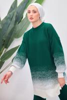 Tesettür giyim YEŞİL PANTOLONLU TRİKO TAKIM T 8708