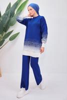 Tesettür giyim LACİVERT PANTOLONLU TRİKO TAKIM T 8708