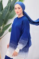 Tesettür giyim LACİVERT PANTOLONLU TRİKO TAKIM T 8708