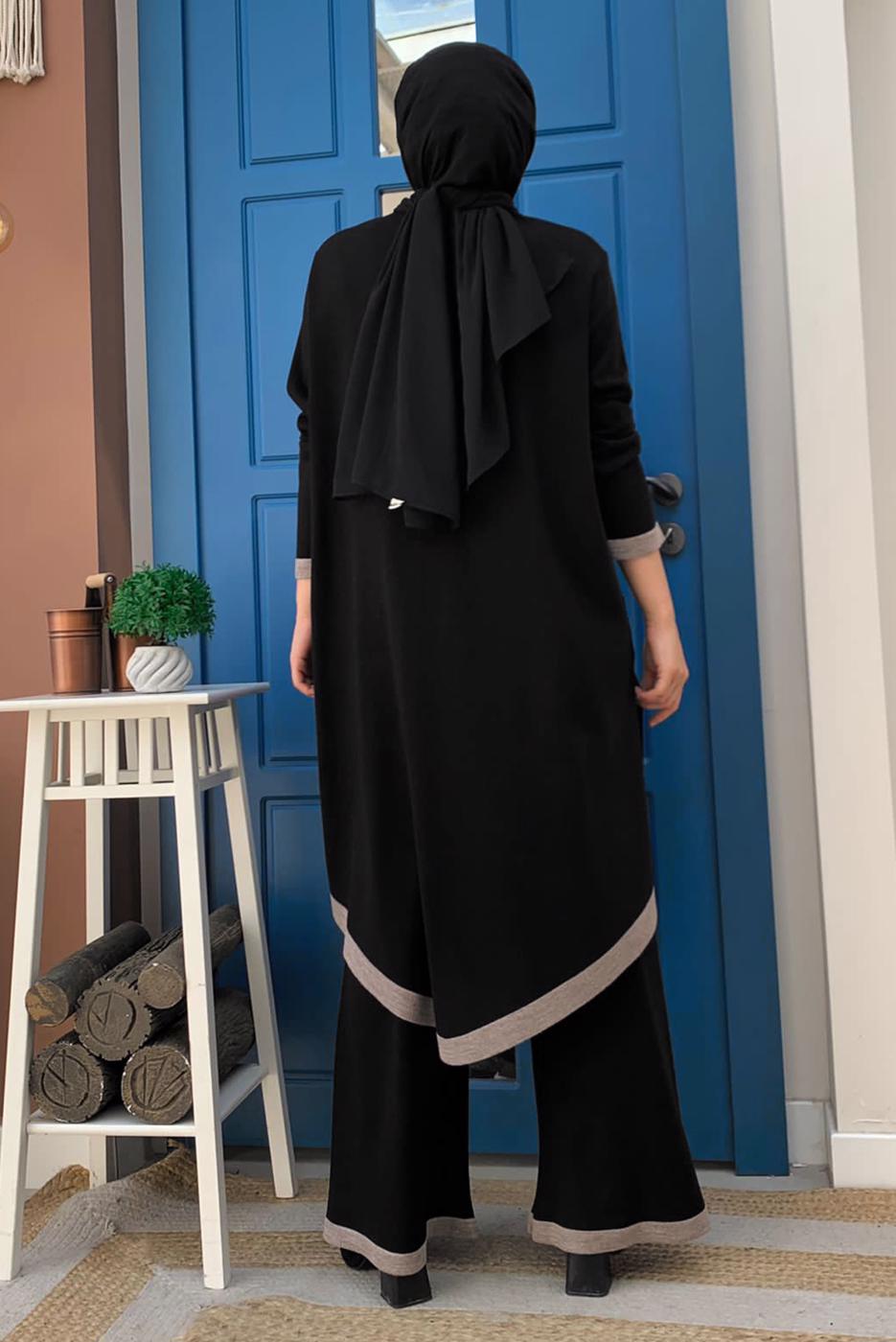 Hijab clothing BLACK KNITWEAR PANTS SUIT T 90332