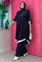 Hijab clothing NAVY BLUE KNITWEAR PANTS SUIT T 90332