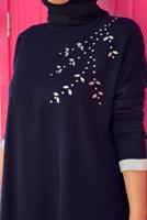 Hijab clothing NAVY BLUE KNITWEAR PANTS SUIT T 90332