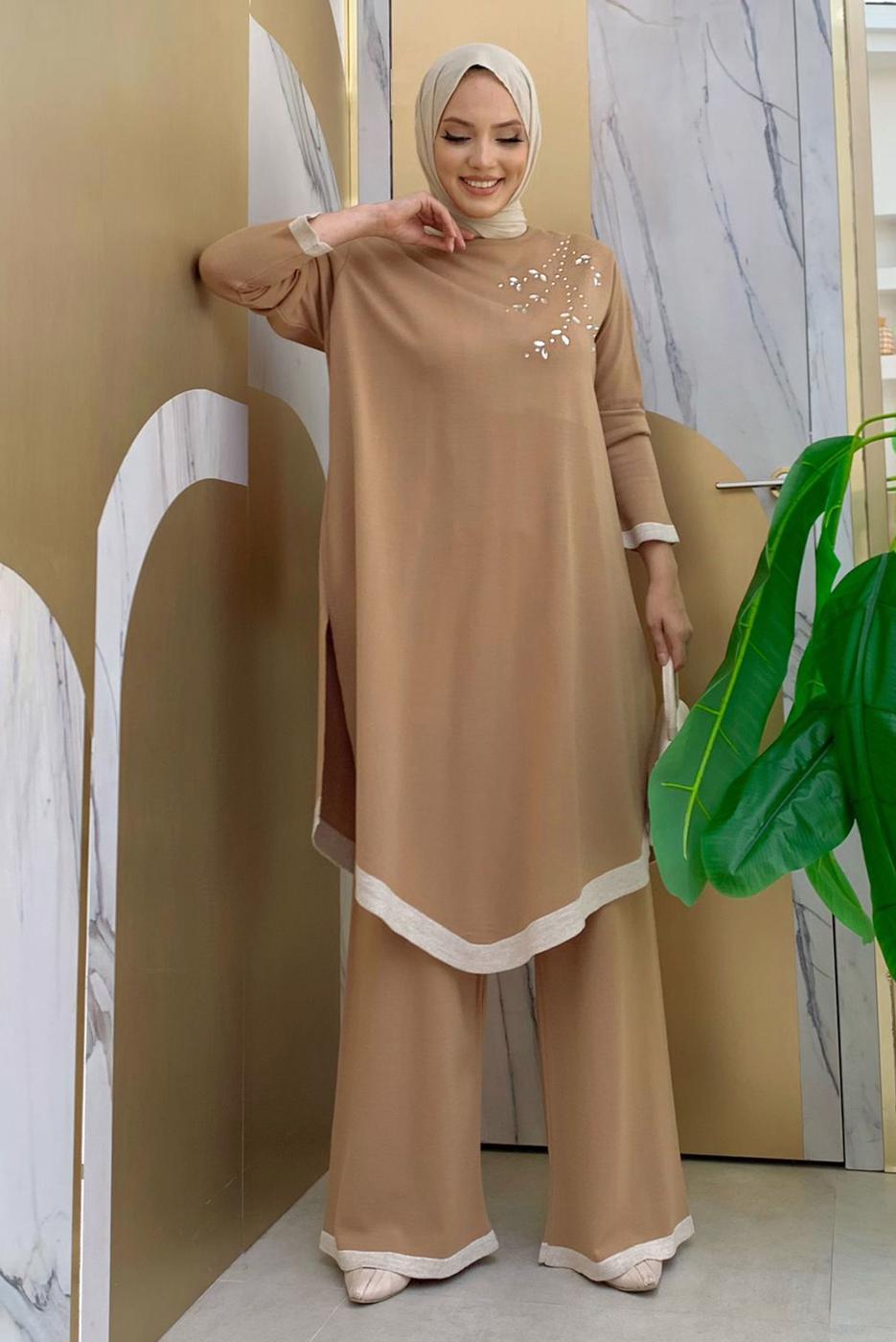 Hijab clothing TABA KNITWEAR PANTS SUIT T 90332