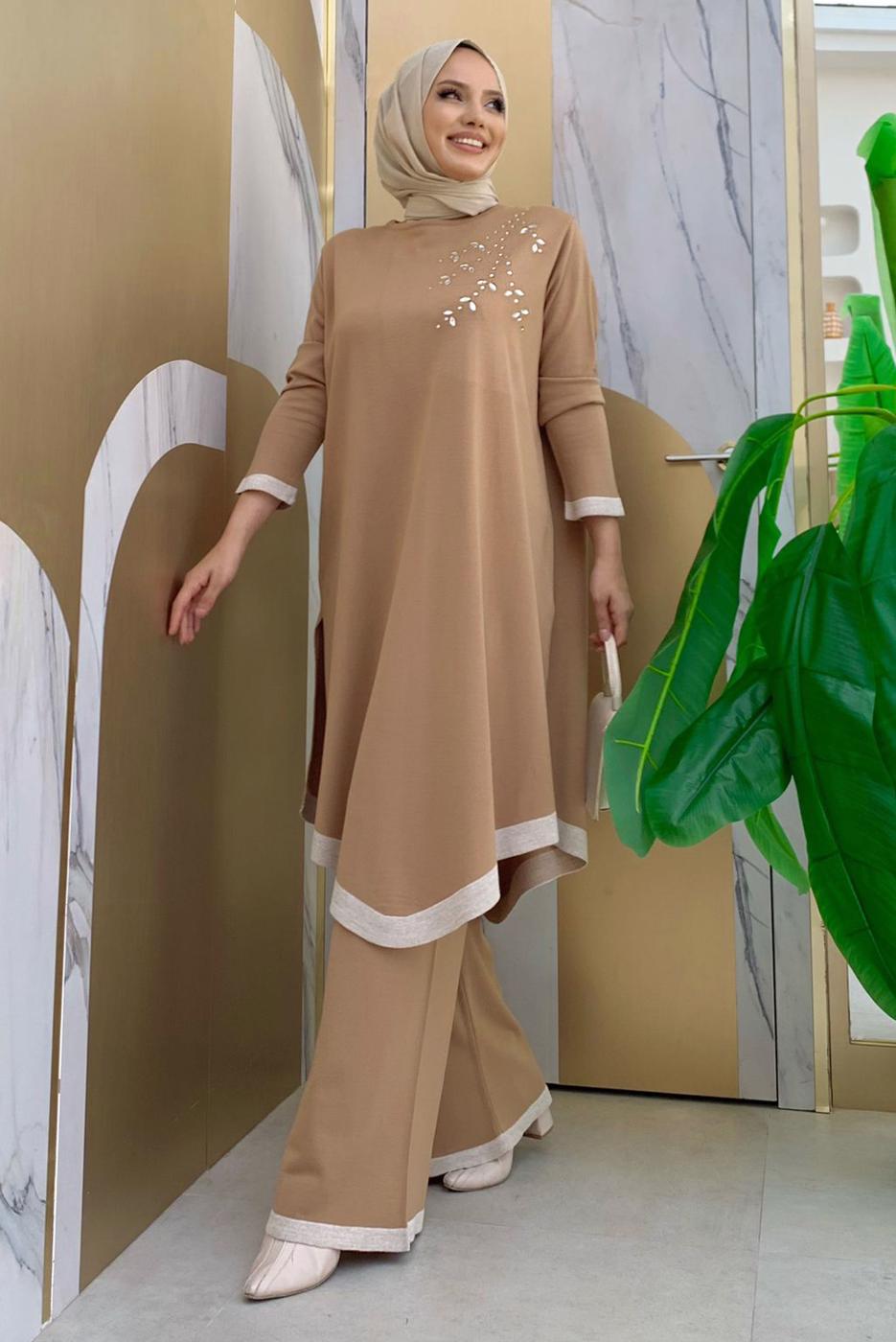 Hijab clothing TABA KNITWEAR PANTS SUIT T 90332