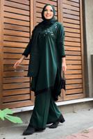 Hijab clothing GREEN KNITWEAR PANTS SUIT T 90332