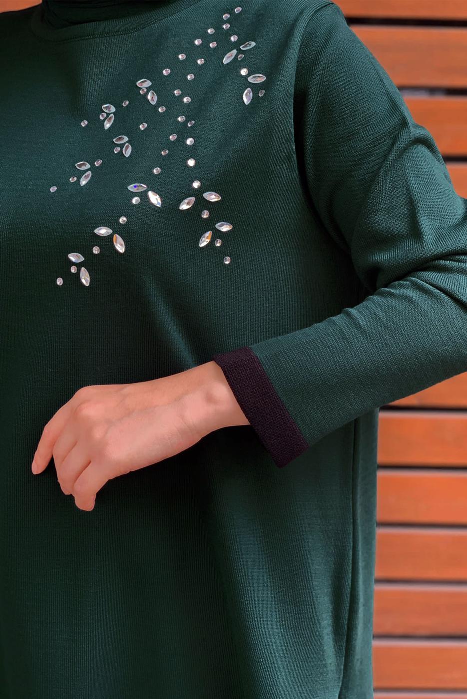 Hijab clothing GREEN KNITWEAR PANTS SUIT T 90332