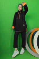 Tesettür giyim SİYAH BAĞCIK DETAYLI PANTOLONLU EŞOFMAN TAKIM T 9043