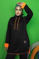 Tesettür giyim SİYAH BAĞCIK DETAYLI PANTOLONLU EŞOFMAN TAKIM T 9043