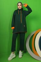Tesettür giyim YEŞİL BAĞCIK DETAYLI PANTOLONLU EŞOFMAN TAKIM T 9043