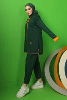 Tesettür giyim YEŞİL BAĞCIK DETAYLI PANTOLONLU EŞOFMAN TAKIM T 9043
