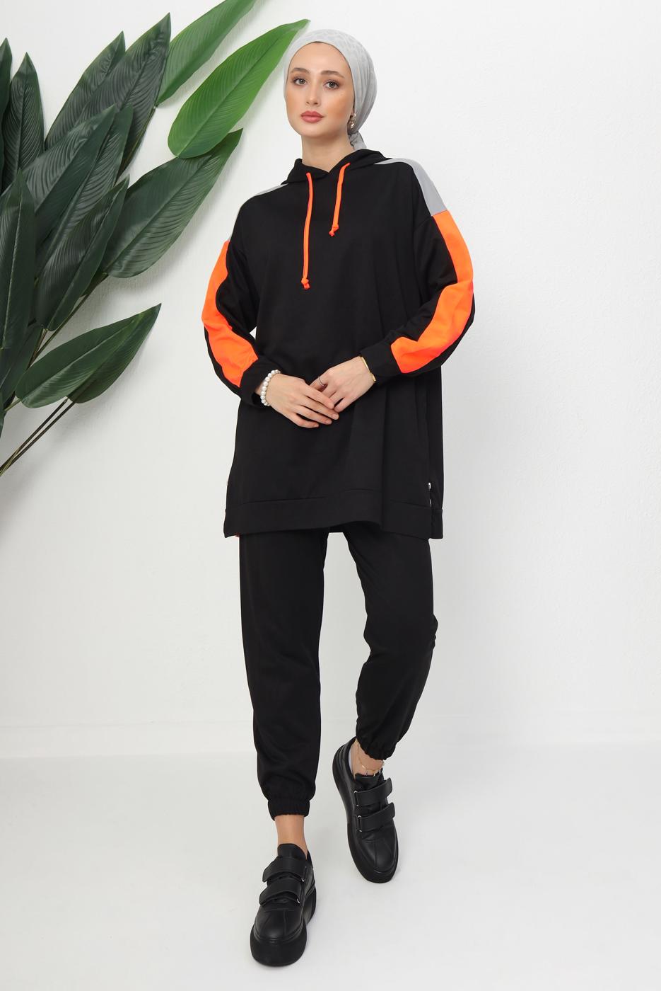 Hijab clothing BLACK HOODED PANTS SUIT T 9943