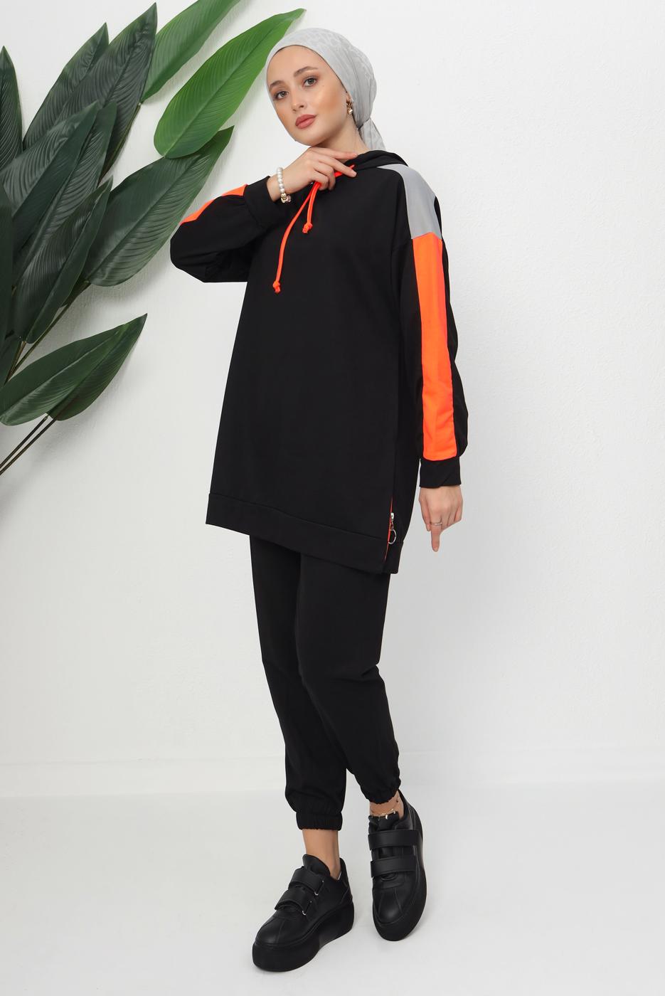 Hijab clothing BLACK HOODED PANTS SUIT T 9943