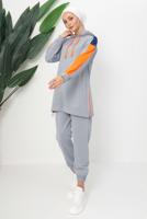 Hijab clothing GREY HOODED PANTS SUIT T 9943