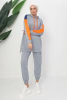 Hijab clothing GREY HOODED PANTS SUIT T 9943