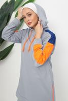 Hijab clothing GREY HOODED PANTS SUIT T 9943