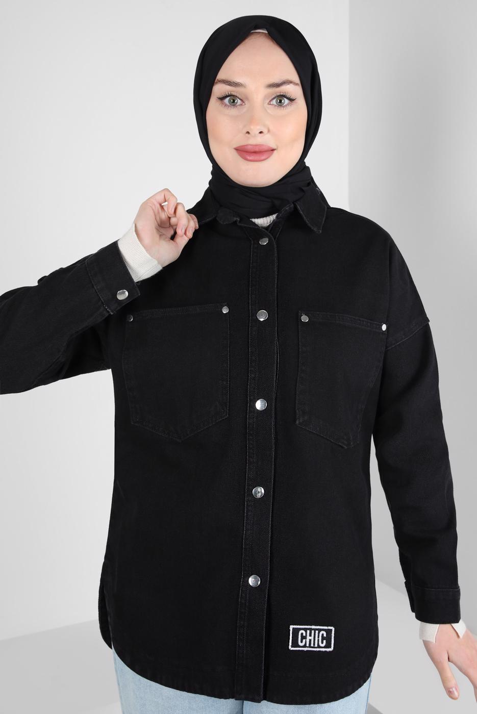 Vêtements hijab NOIR CHEMISE EN JEAN T 0501