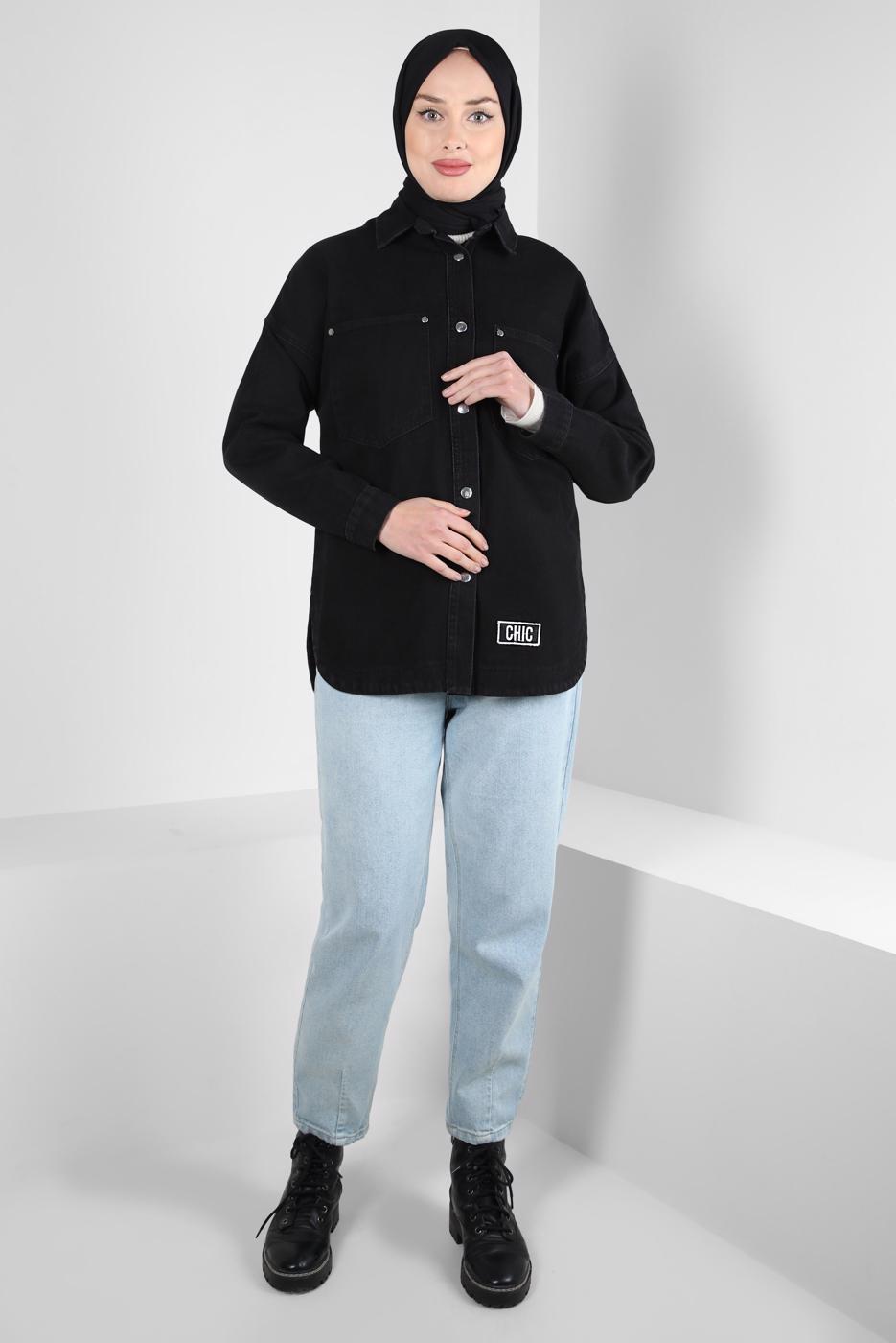 Vêtements hijab NOIR CHEMISE EN JEAN T 0501