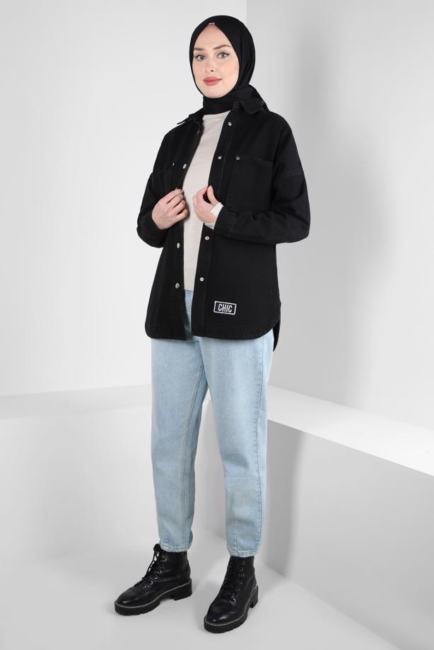 Vêtements hijab NOIR CHEMISE EN JEAN T 0501 - TRENDTESETTÜR