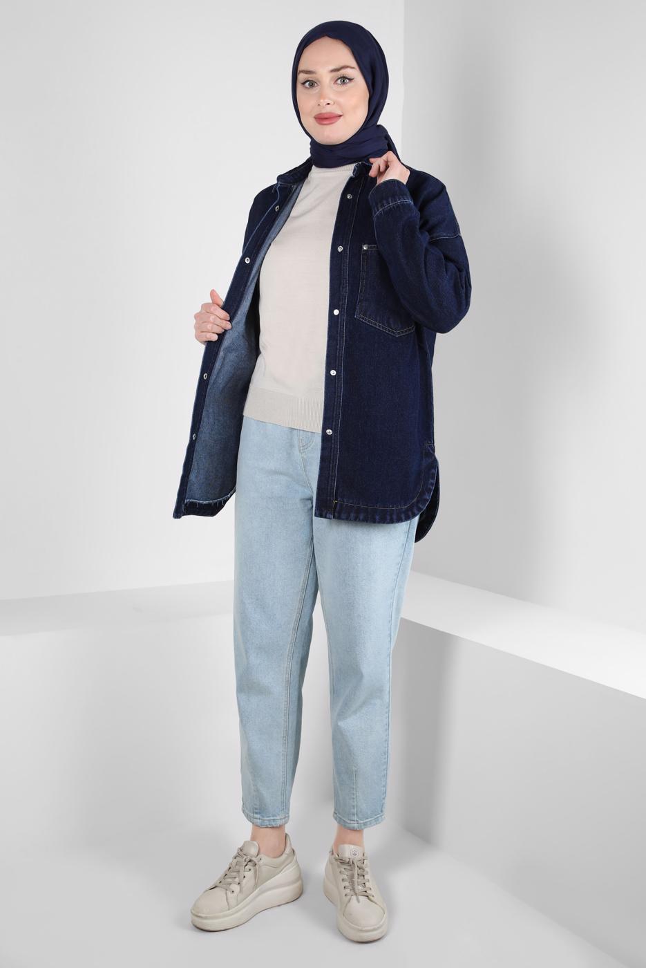 Vêtements hijab BLEU MARINE CHEMISE EN JEAN T 0501-1