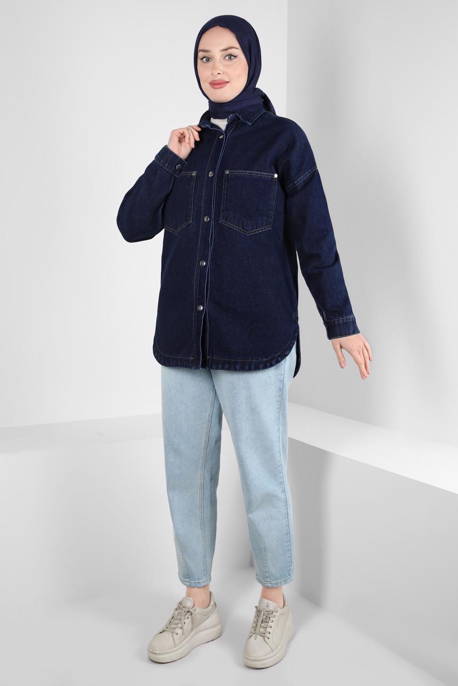 Vêtements hijab BLEU MARINE CHEMISE EN JEAN T 0501-1