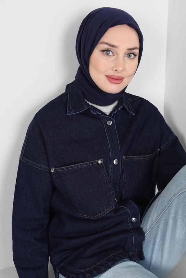 Vêtements hijab BLEU MARINE CHEMISE EN JEAN T 0501-1 - TRENDTESETTÜR