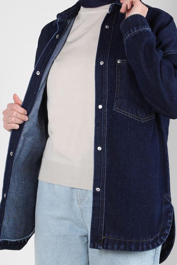 Vêtements hijab BLEU MARINE CHEMISE EN JEAN T 0501-1 - TRENDTESETTÜR