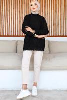 Tesettür giyim SİYAH DESENLİ TRİKO TUNİK T 0863