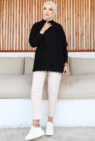 Tesettür giyim SİYAH DESENLİ TRİKO TUNİK T 0863