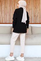 Tesettür giyim SİYAH DESENLİ TRİKO TUNİK T 0863