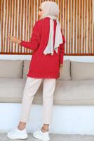 Tesettür giyim KIRMIZI DESENLİ TRİKO TUNİK T 0863