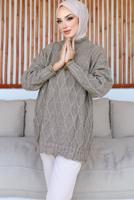 Tesettür giyim VİZON DESENLİ TRİKO TUNİK T 0863