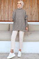 Tesettür giyim VİZON DESENLİ TRİKO TUNİK T 0863