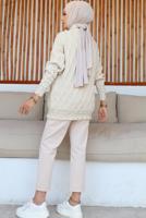 Tesettür giyim BEJ DESENLİ TRİKO TUNİK T 0863