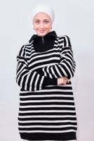 Hijab clothing BLACK STRIPED KNIT TUNIC T 0908