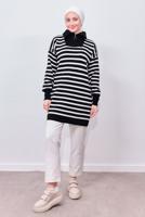 Hijab clothing BLACK STRIPED KNIT TUNIC T 0908