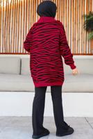 Tesettür giyim KIRMIZI ZEBRA DESENLİ TRİKO TUNİK T 12011