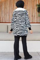 Tesettür giyim EKRU ZEBRA DESENLİ TRİKO TUNİK T 12011