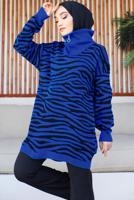 Tesettür giyim LACİVERT ZEBRA DESENLİ TRİKO TUNİK T 12011