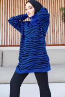 Tesettür giyim LACİVERT ZEBRA DESENLİ TRİKO TUNİK T 12011