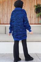 Tesettür giyim LACİVERT ZEBRA DESENLİ TRİKO TUNİK T 12011