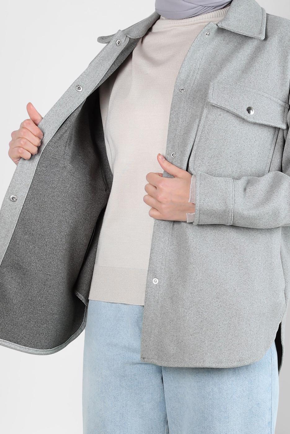 Tesettür giyim GRİ KAŞE GÖMLEK T 1511