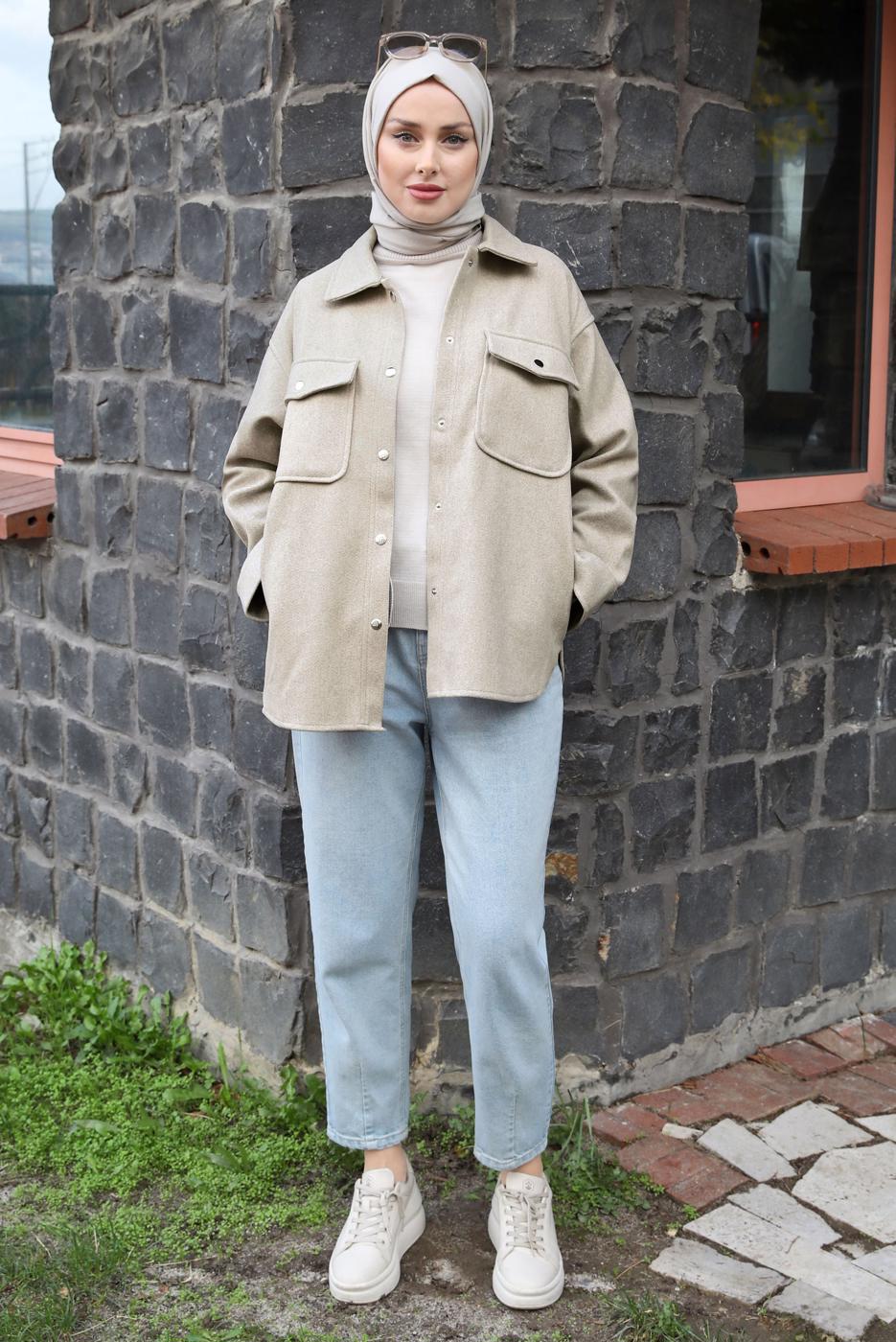 Tesettür giyim VİZON KAŞE GÖMLEK T 1511