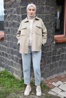 Tesettür giyim VİZON KAŞE GÖMLEK T 1511