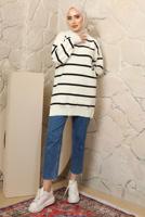 Tesettür giyim SİYAH ÇİZGİLİ TRİKO TUNİK T 1608